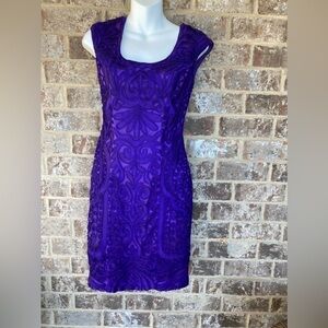 Sue Wong Purple Embroidered Sheath Dress-0